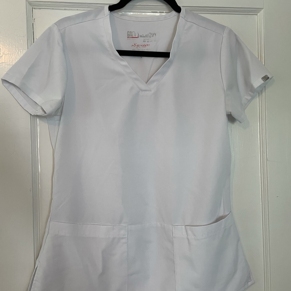 Women’s white scrub top